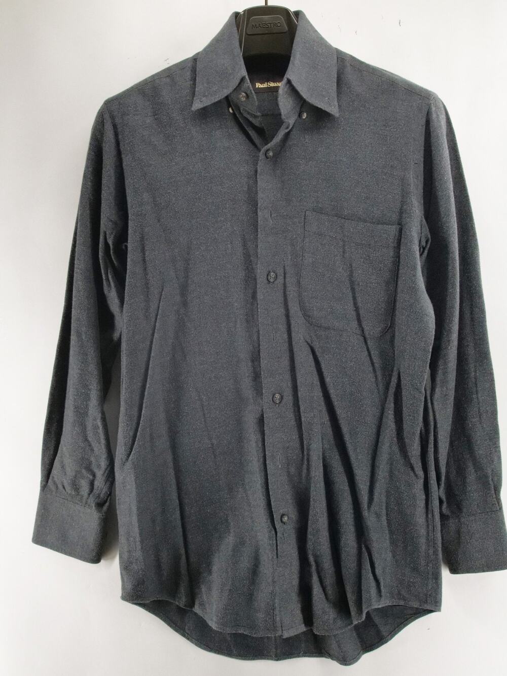 Paul Stuart Gray Flannel Button Up Mens Small Long Sleeve Button Up